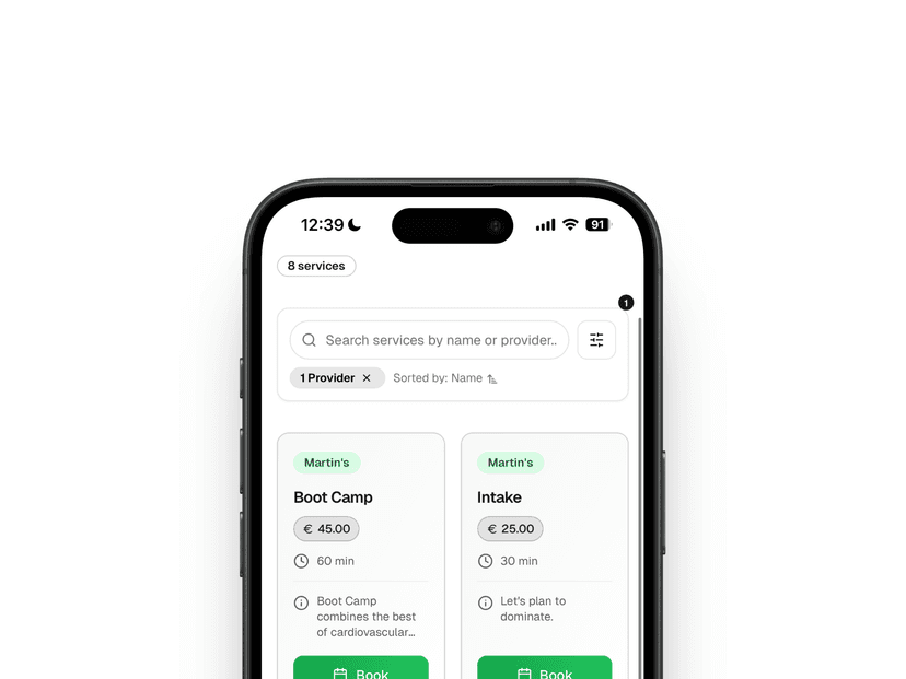 Zoekinterface voor diensten met filteropties