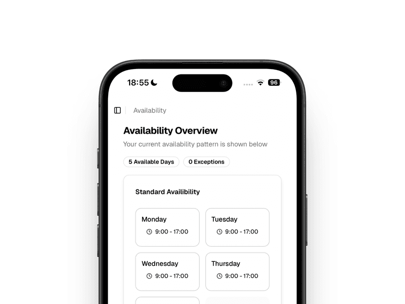 Beschikbaarheidsinstellingen interface