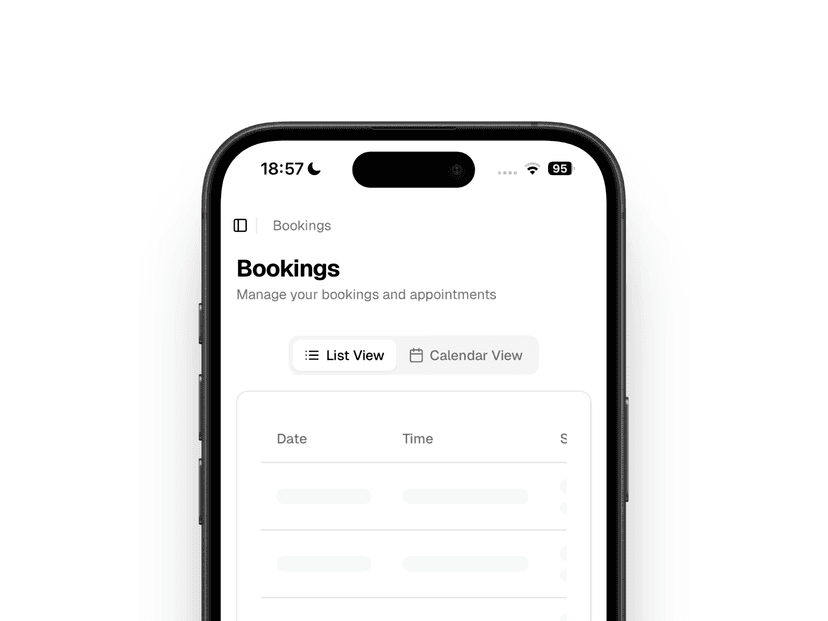 Boekingsbeheer interface